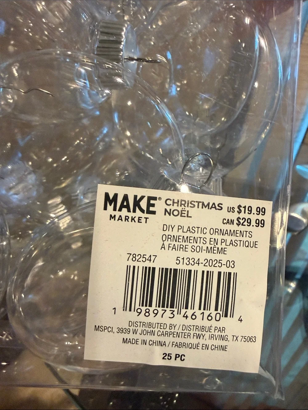 Make Market Clear Disc Plastic Christmas Ornaments 25 Pack 80mm Silver Tops